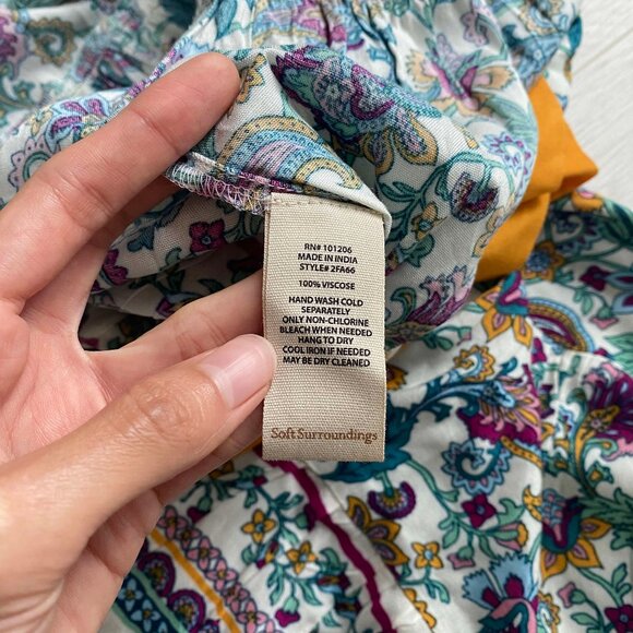 NWT Soft Surroundings Kara Floral Maxi Dress Size L Beach Resort Tiered Flared - Picture 5 of 8